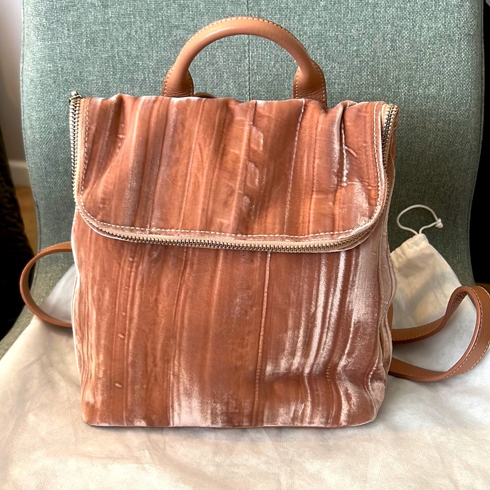 Whistles Verity Mini Backpack Dusty Light Pink Velvet Suede